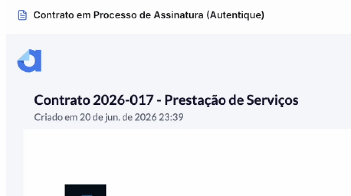 Contrato em processo de assinatura